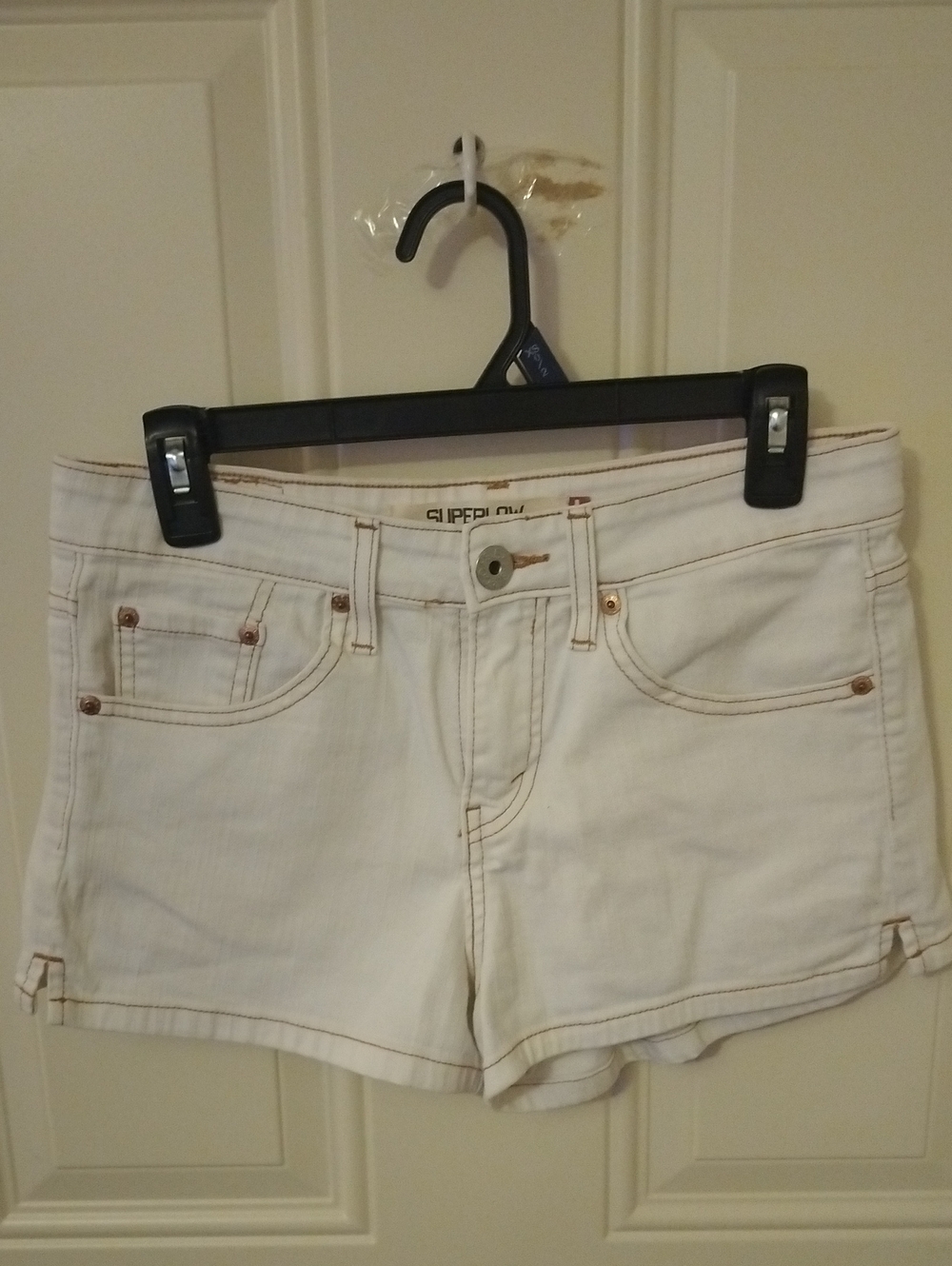 Levi's White Denim Shorts with Copper Rivet Detail Y2K